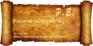 Pacurariu Ernák névjegykártya